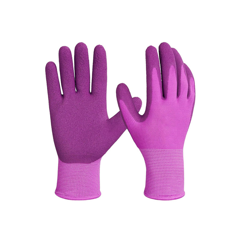 SunnyHope Nylon Knit Non Slip Coating Rubber Palm Coated sandy Latex Protection Safety Work Gloves