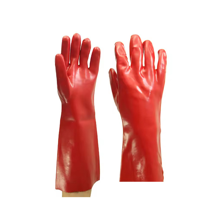 Sunnyhope red rubber hand PVC working oil resistant gloves coated safety work gloves