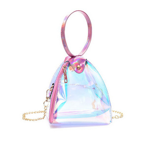 Trendy bags 2021 laser women cute triangle novelty purse candy jelly handbag women purse sling bag