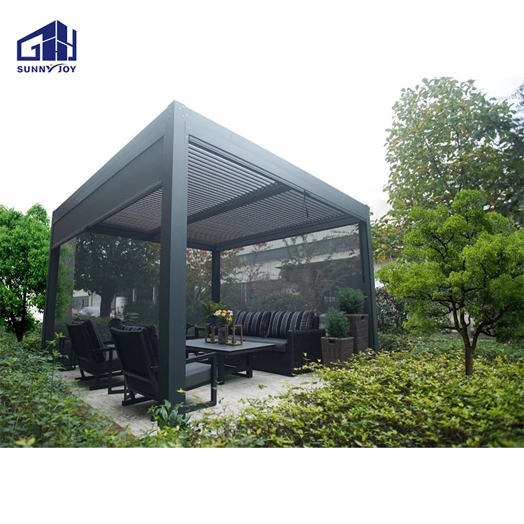 Sunnyjoy Pavilion Balcony Backyard Pergola Motorized Retractable Pergola and Gazebos Outdoor