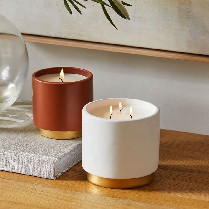 Unique Minimalism Luxury Candle Bowl Wholesale Large Ceramic Candle Jars with Beeswax Candles