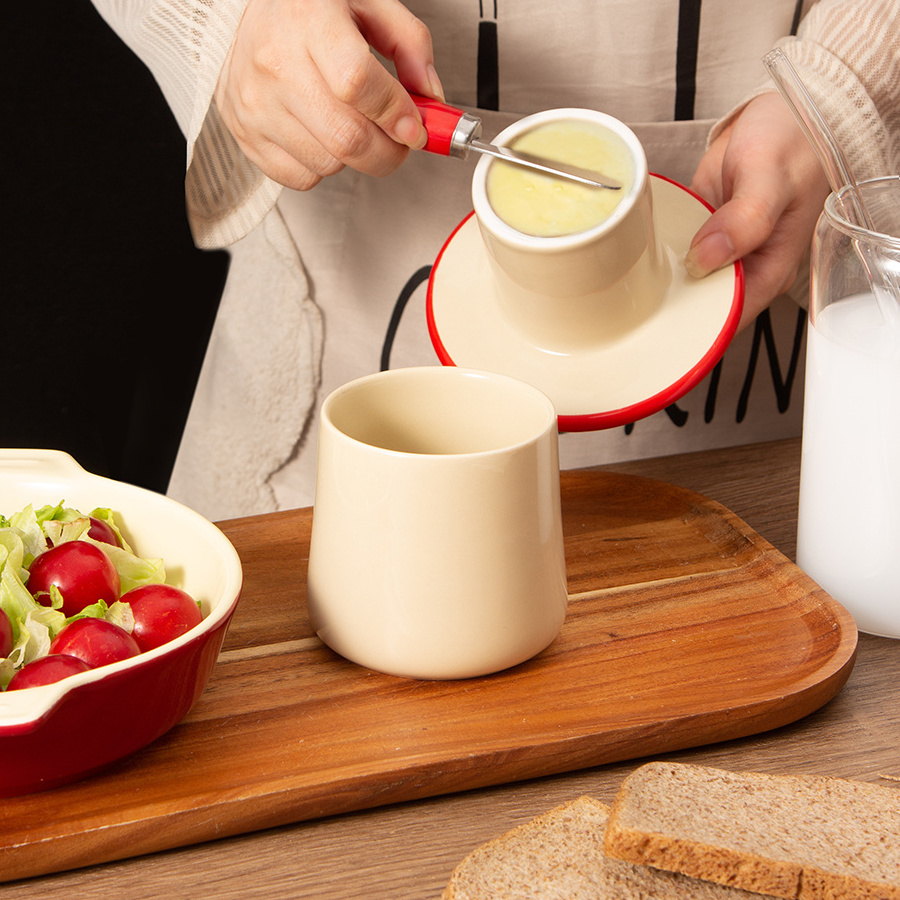 Cute porcelain butter dish solid cheese container Modern mushroom shape Countertop French Ceramic Butter Dish Keeper with Lid