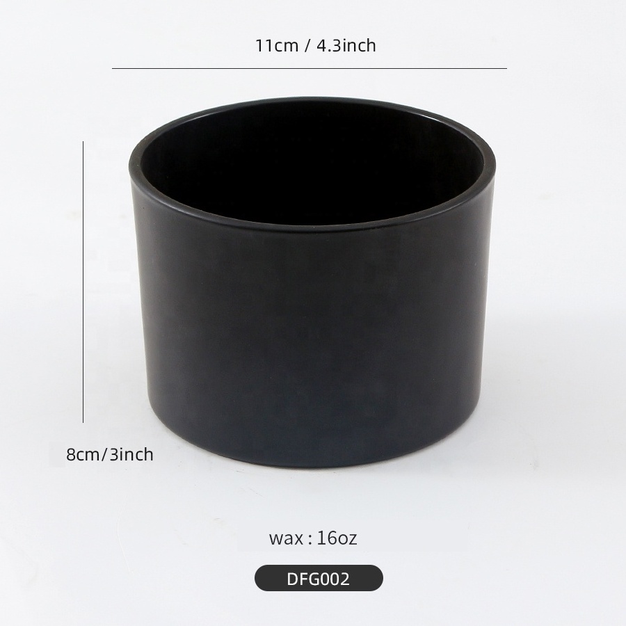 Custom 3 wick matte black empty glass candle jars vessel frosted white glass candle jars for candle making