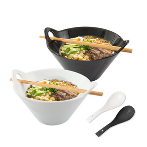 Modern Japanese Porcelain Large Instant Noodle Bowls Set Customized Ceramic Ramen Noodle Bowl with Chopsticks