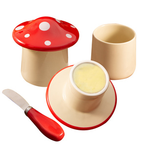 Cute porcelain butter dish solid cheese container Modern mushroom shape Countertop French Ceramic Butter Dish Keeper with Lid