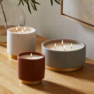 Unique Minimalism Luxury Candle Bowl Wholesale Large Ceramic Candle Jars with Beeswax Candles