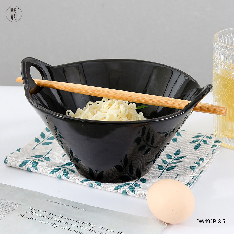 Modern Japanese Porcelain Large Instant Noodle Bowls Set Customized Ceramic Ramen Noodle Bowl with Chopsticks