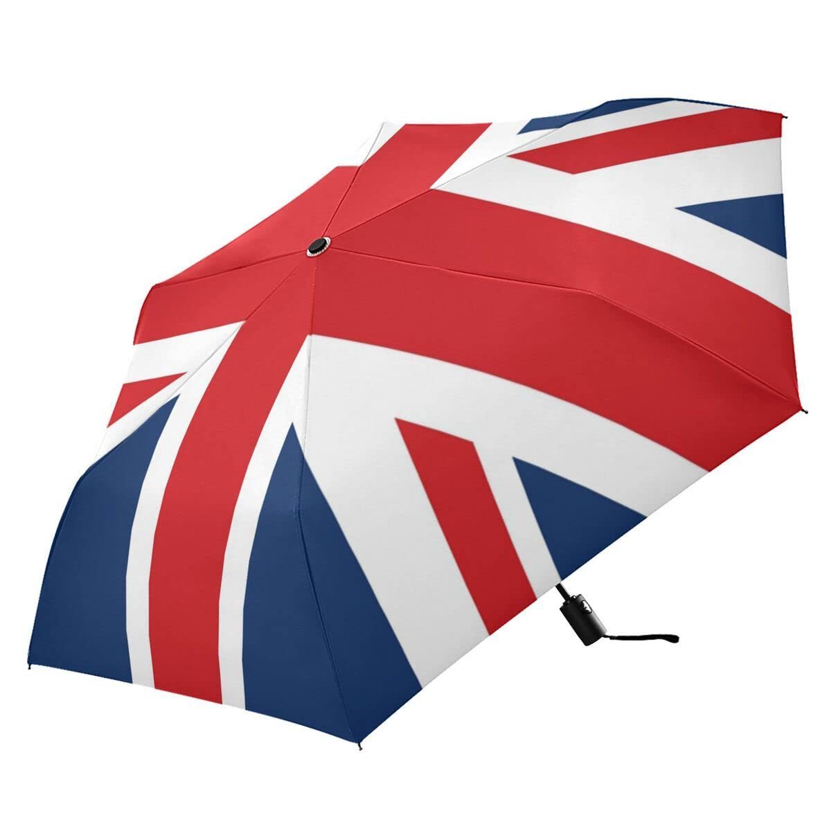 Free Sample Multi color custom logo 3 folding umbrella automatic sun and rain umbrella windproof umbrella for outdoor Union Flag