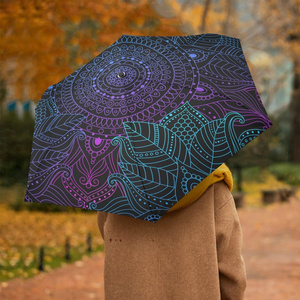 Fancy vintage flowers Multi color custom logo 3 folding umbrella automatic sun and rain umbrella windproof umbrella for outdoor