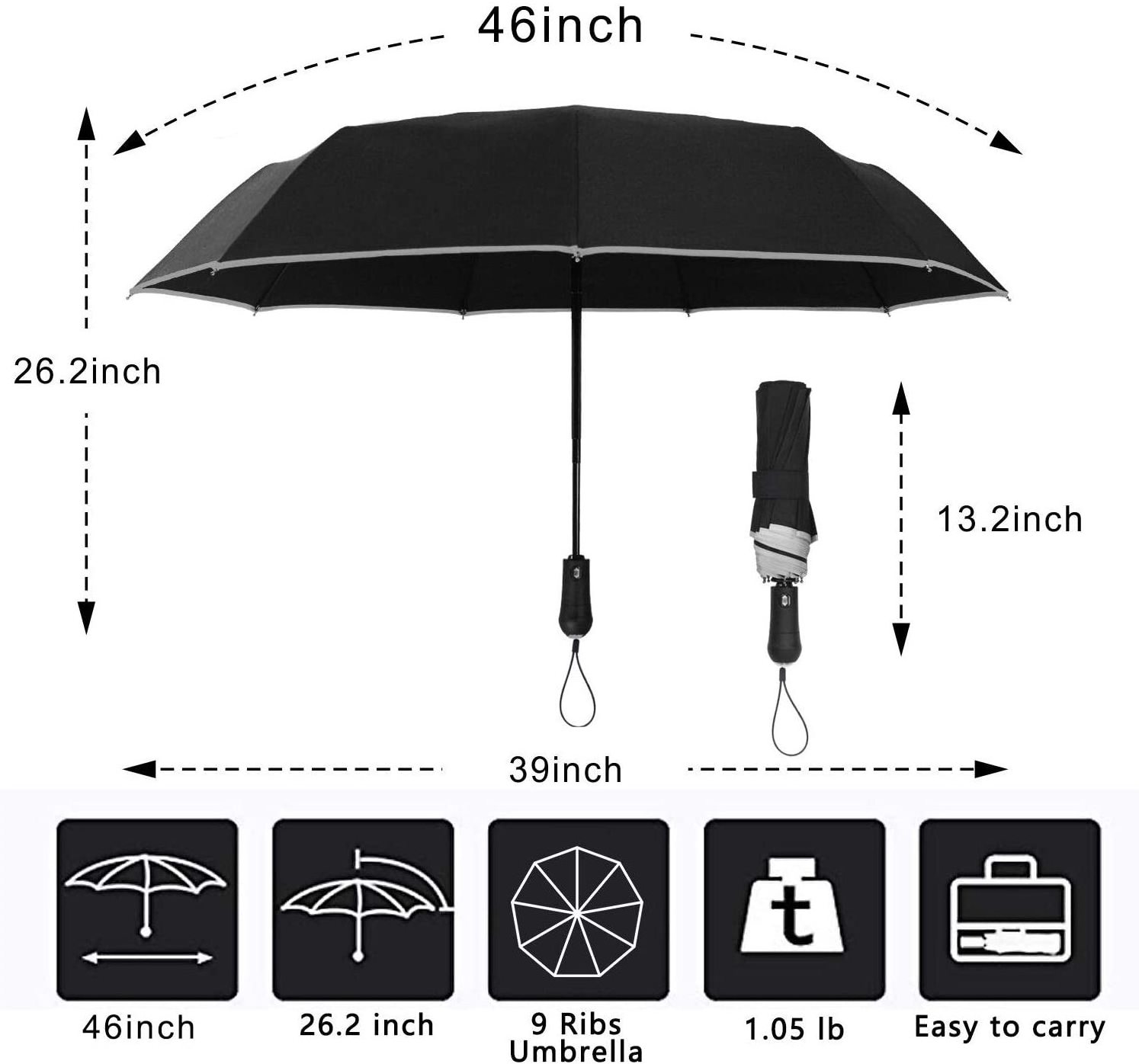 Free sample Travel Umbrella Unbreakable 10 RIBS Windproof Umbrellas Automatic Foldable Reverse Rain Umbrella for Women Men