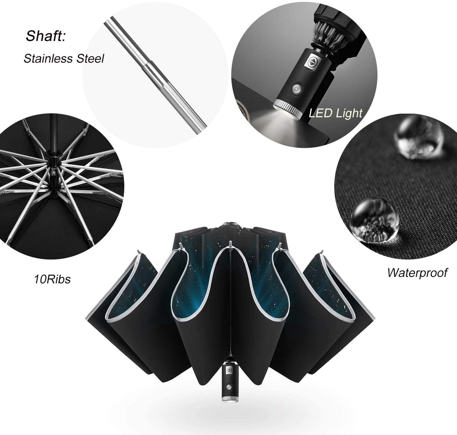 Free sample Travel Umbrella Unbreakable 10 RIBS Windproof Umbrellas Automatic Foldable Reverse Rain Umbrella for Women Men