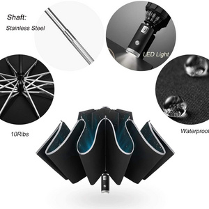 Free sample Travel Umbrella Unbreakable 10 RIBS Windproof Umbrellas Automatic Foldable Reverse Rain Umbrella for Women Men