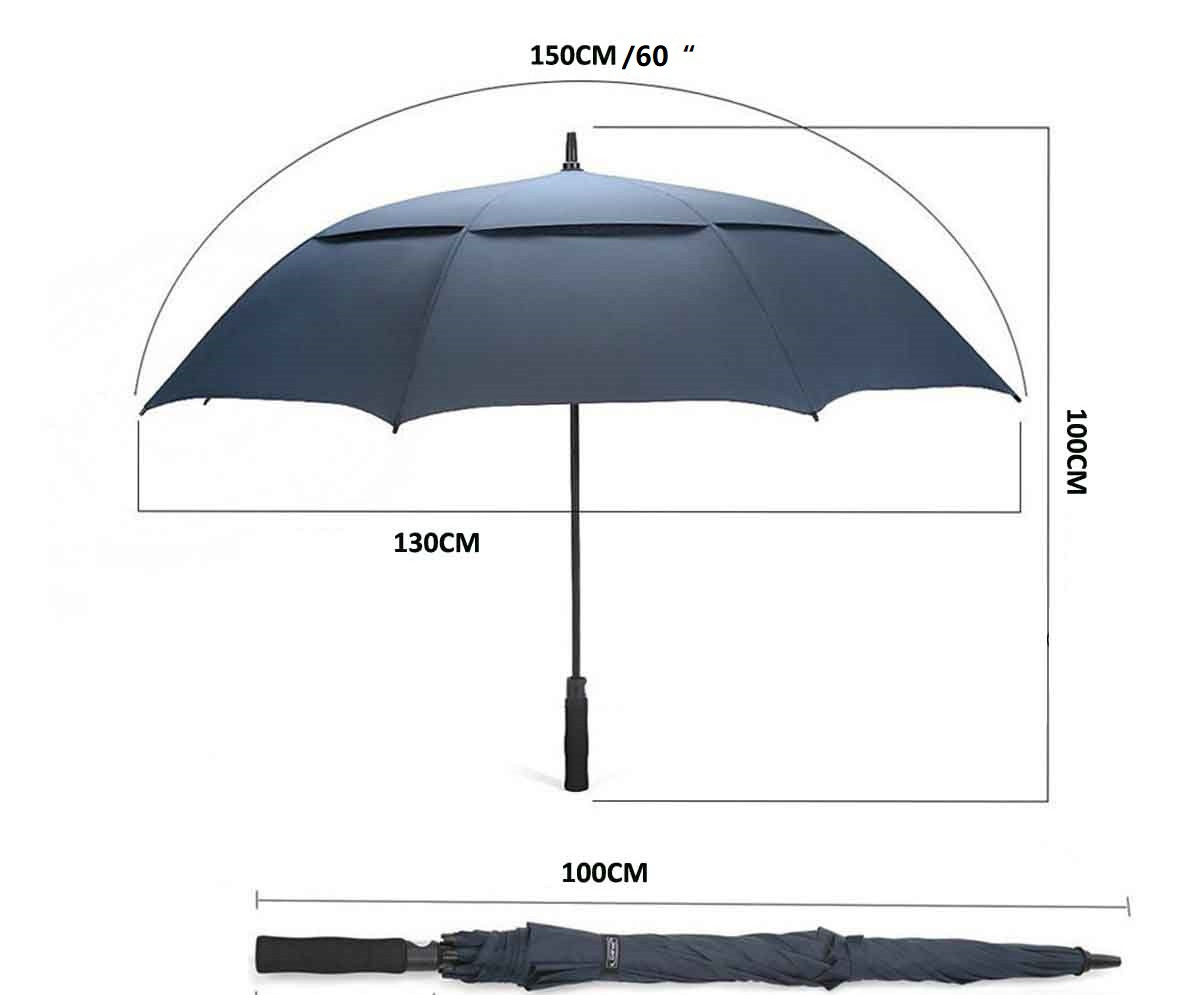 Automatic Open Golf Umbrella Large 62/68/72 Inch Extra Large Oversize Double Canopy Vented Windproof Waterproof Umbrella