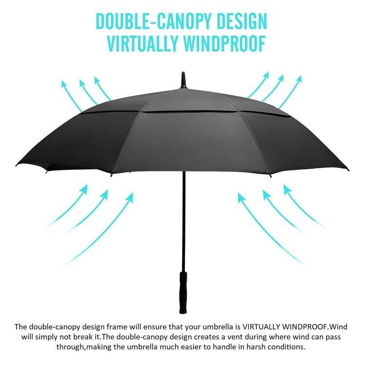 Automatic Open Golf Umbrella Large 62/68/72 Inch Extra Large Oversize Double Canopy Vented Windproof Waterproof Umbrella