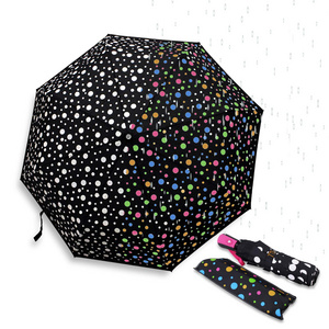 2024 Color Changing Umbrella With Cute Polka Dots Pattern Automatic Open Close Button Portable Light Weight Windproof Good Gift