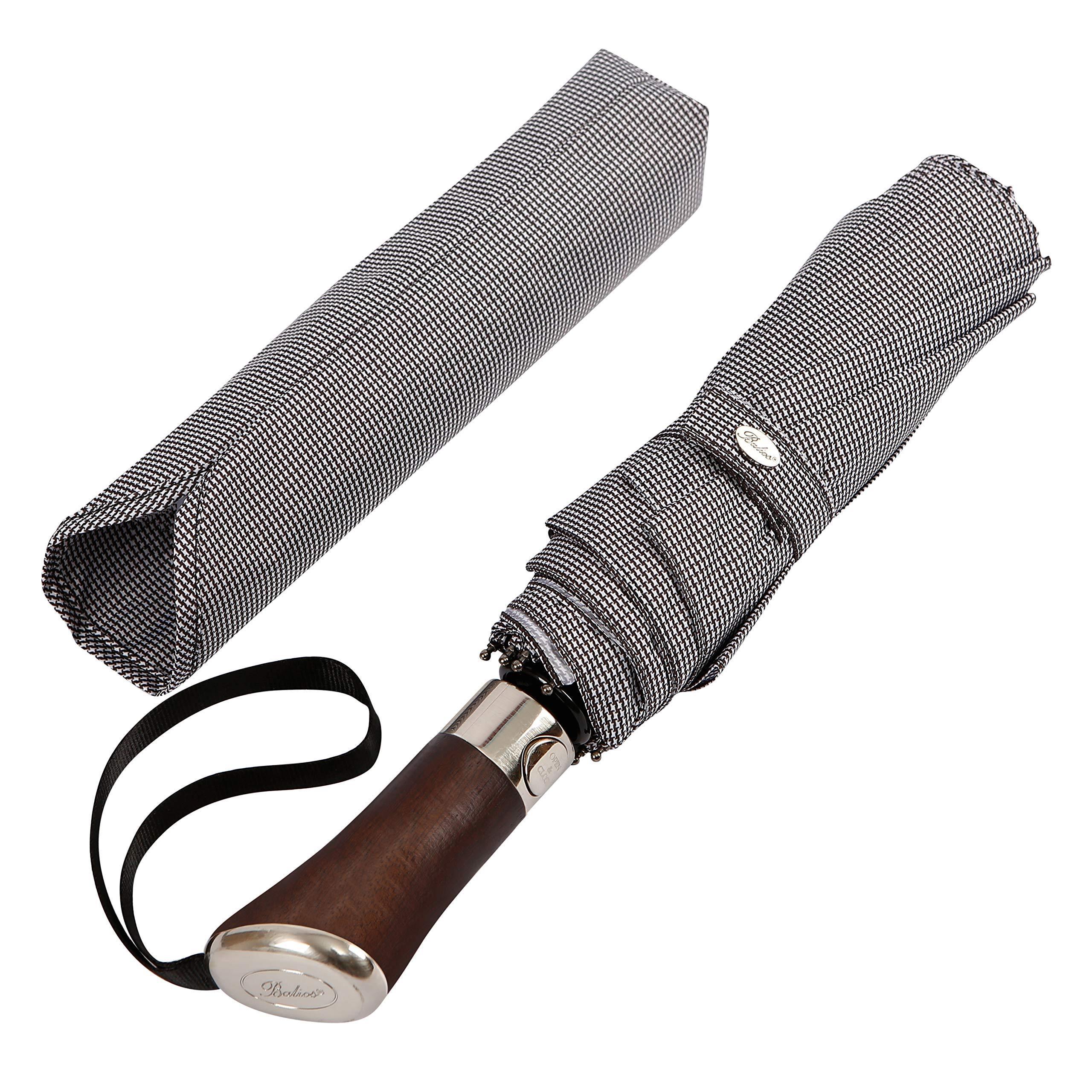 Travel Umbrella Luxurious Golden Hardwood Handle Windproof Frame Single Canopy Automatic Folding Umbrella Men's & Ladies