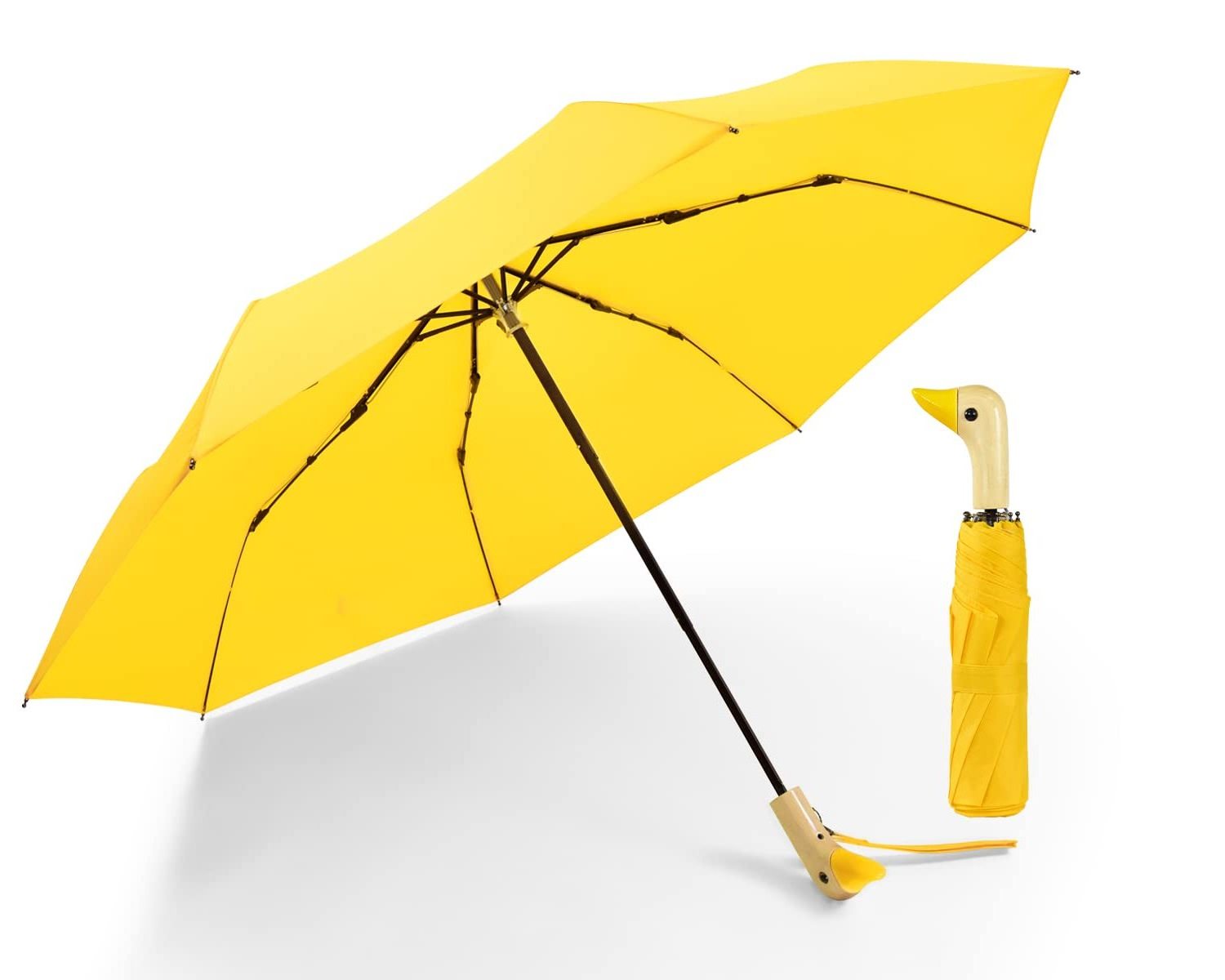 Compact Umbrellas Travel Umbrella Cute Duck Head Handle Design for Girls Gifts Steady 8 Ribs Folding Umbrella Lightweight