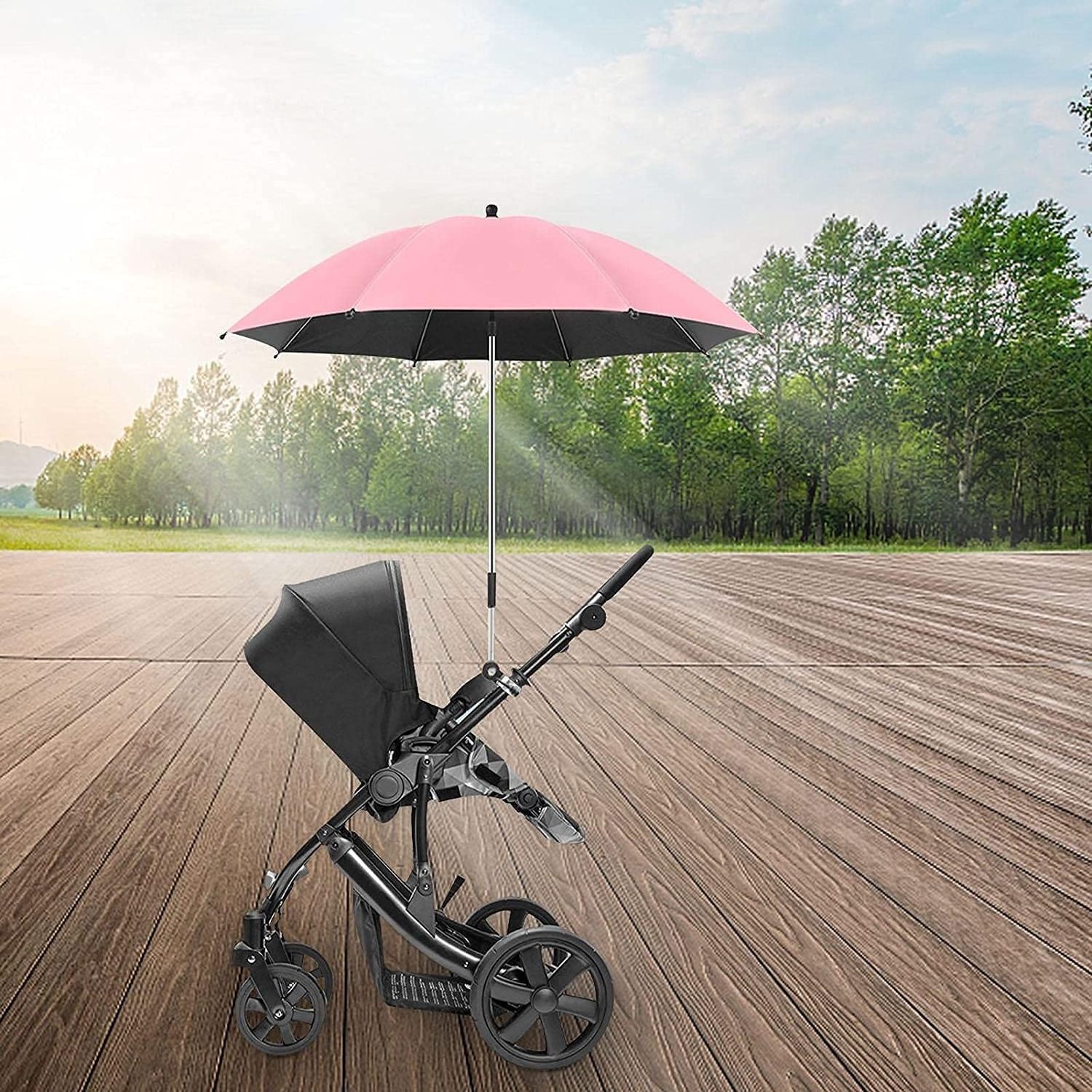 Pet Stroller Parasol Universal Umbrella with Clamp 360 Degree Adjustable UV Protection Sun Shade Waterproof Umbrella for Trolley