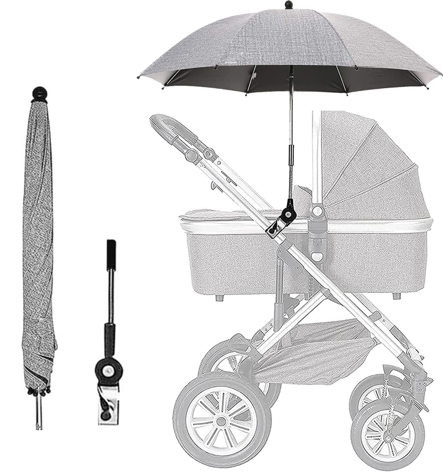 Pet Stroller Parasol Universal Umbrella with Clamp 360 Degree Adjustable UV Protection Sun Shade Waterproof Umbrella for Trolley