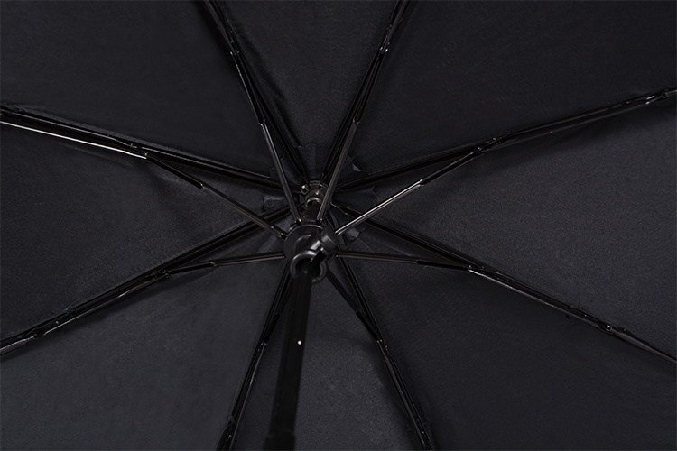 Supplier Travel Umbrella Black Pongee Waterproof Auto Open Paraguas 8 10 12 Ribs 3 Folding Uv Automatic Umbrella