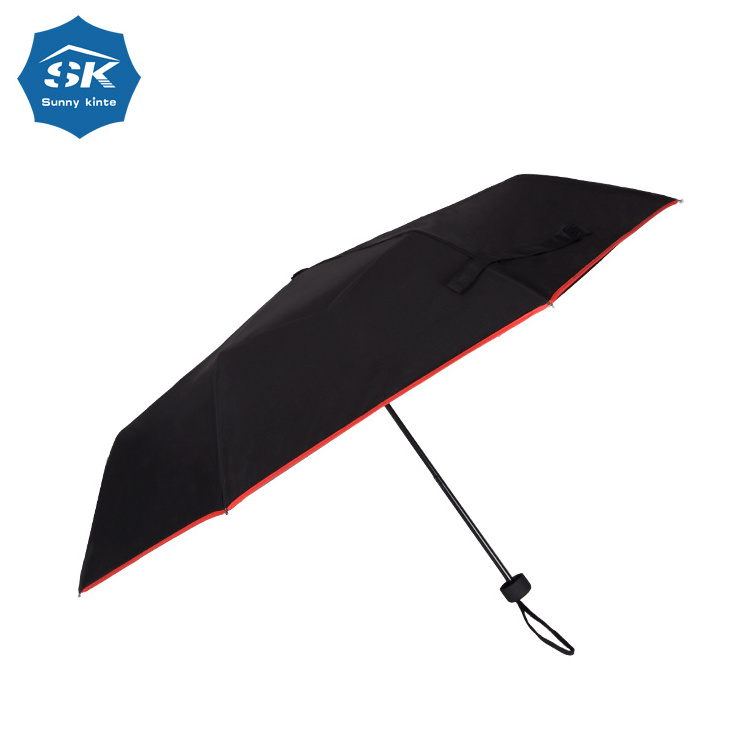 Supplier Travel Umbrella Black Pongee Waterproof Auto Open Paraguas 8 10 12 Ribs 3 Folding Uv Automatic Umbrella