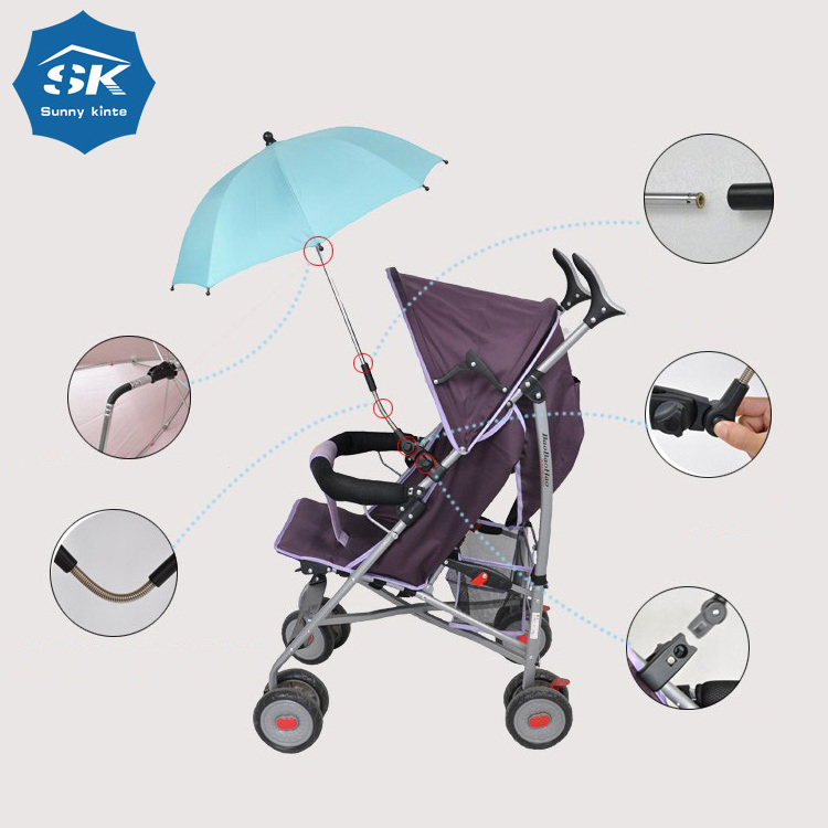 Small size UV protected 16 inch straight stroller umbrella connector stroller clamp adjustable