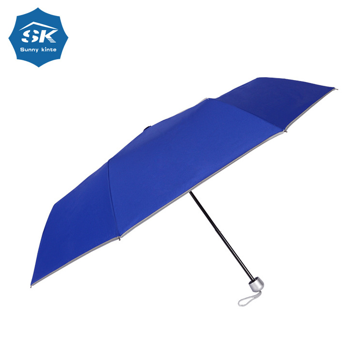 Rst Sunny rainy manual 3 fold 21inch mini umbrella with reflective edge