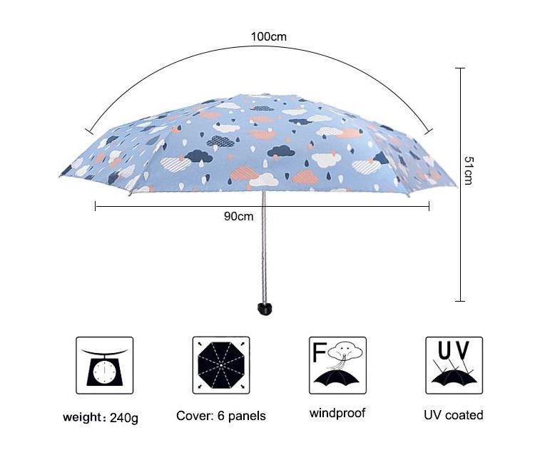 High fashion ladies Cheap custom full printing 5 fold mini uv pocket small umbrella with telescopic shaft small compact umbrella