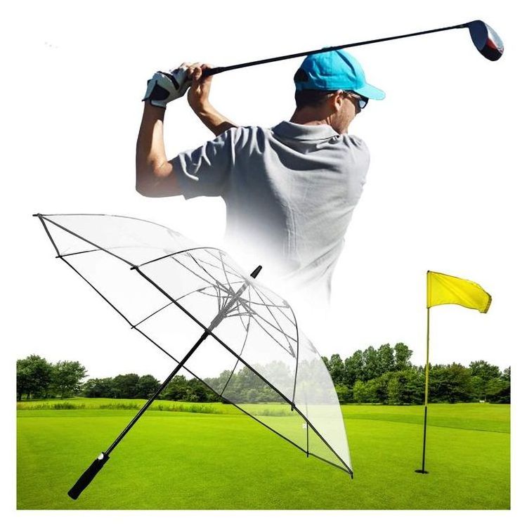 Good Price Of Good Quality Straight EVA Handle Transparent Golf Umbrella 30 inch Clear PVC POE golf umbrella for sale