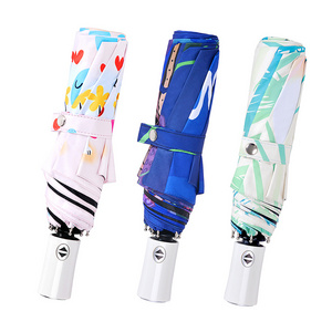 High Quality WindProof Pongee Rain Travel 3 Folding umbrella Auto Open Auto Close Folding Uv Umbrella Automatic