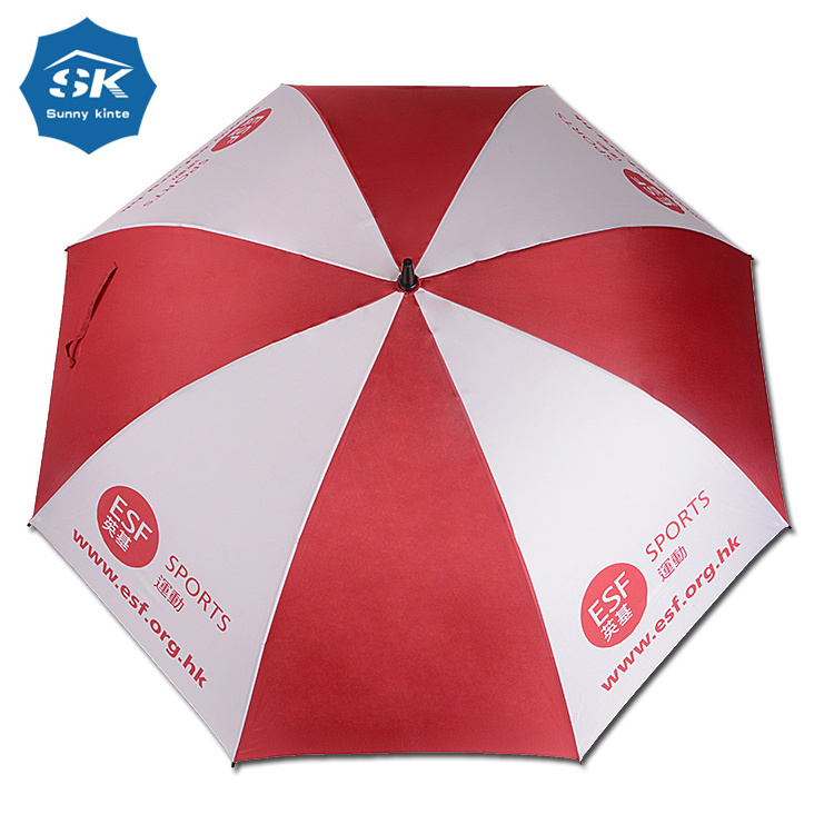 Custom color waterproof compact pongee red and white umbrella for VIP gift