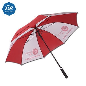 Custom color waterproof compact pongee red and white umbrella for VIP gift