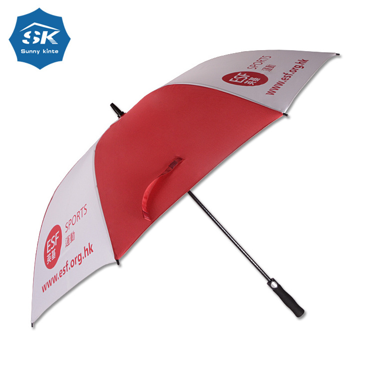 Custom color waterproof compact pongee red and white umbrella for VIP gift