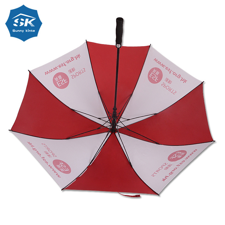 Custom color waterproof compact pongee red and white umbrella for VIP gift