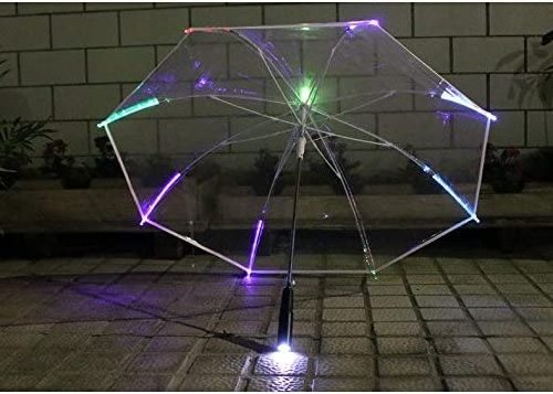 Portable 7 color LED changing light up transparent POE LED umbrella