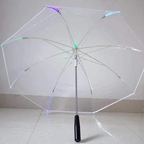 Portable 7 color LED changing light up transparent POE LED umbrella