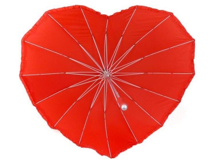 Factory Manual open unique design 16ribs sun lace red heart umbrella for woman