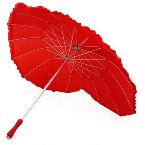 Factory Manual open unique design 16ribs sun lace red heart umbrella for woman