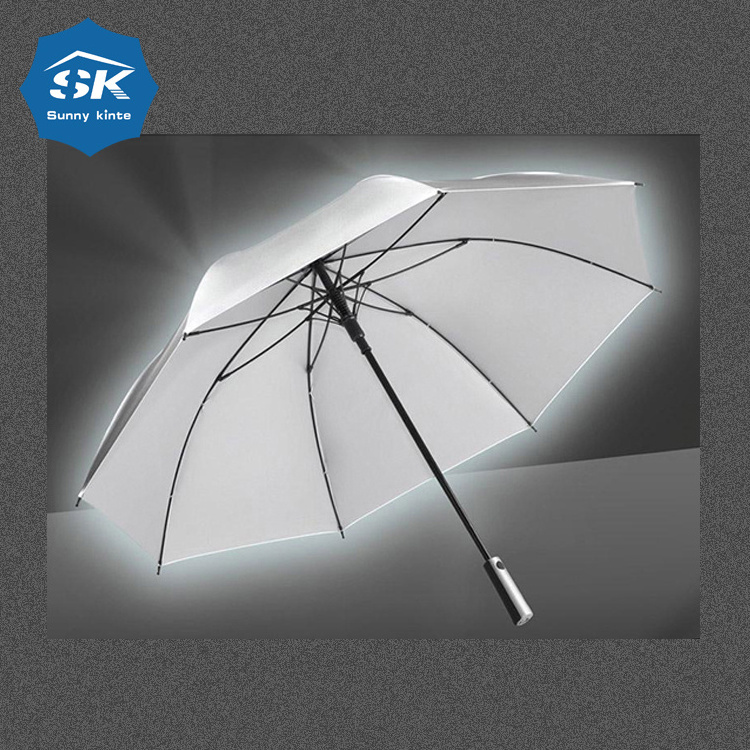 Automatic open straight Fashion Safe grey reflective strip design bike rain umbrella