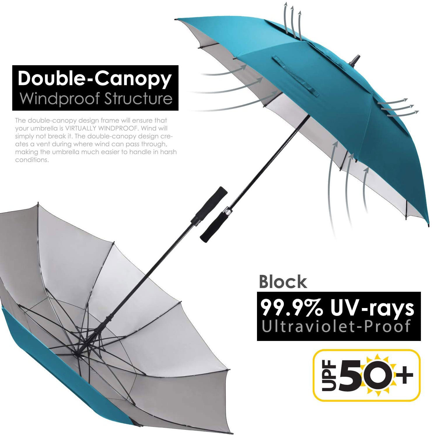 68IN extra size  windproof double layer compact waterproof pongee golf outdoor bali beach umbrella