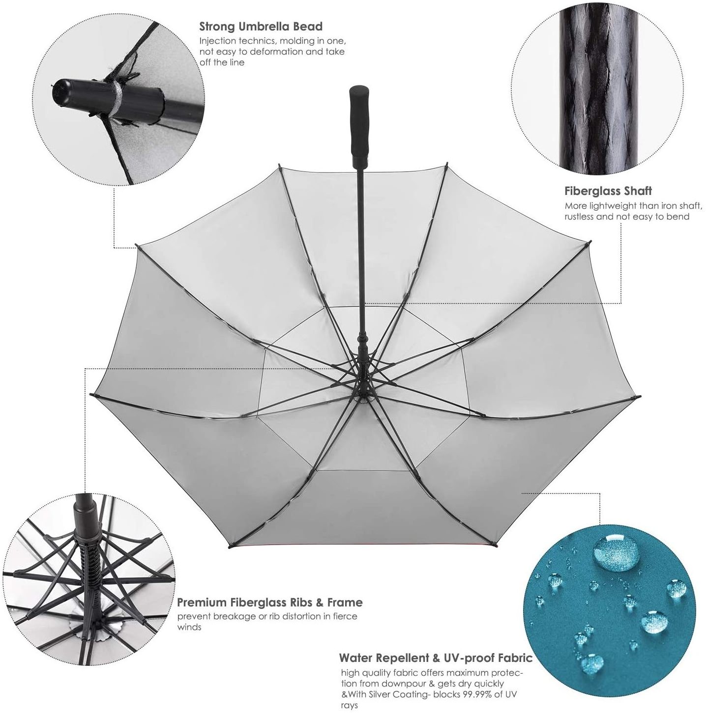 68IN extra size  windproof double layer compact waterproof pongee golf outdoor bali beach umbrella