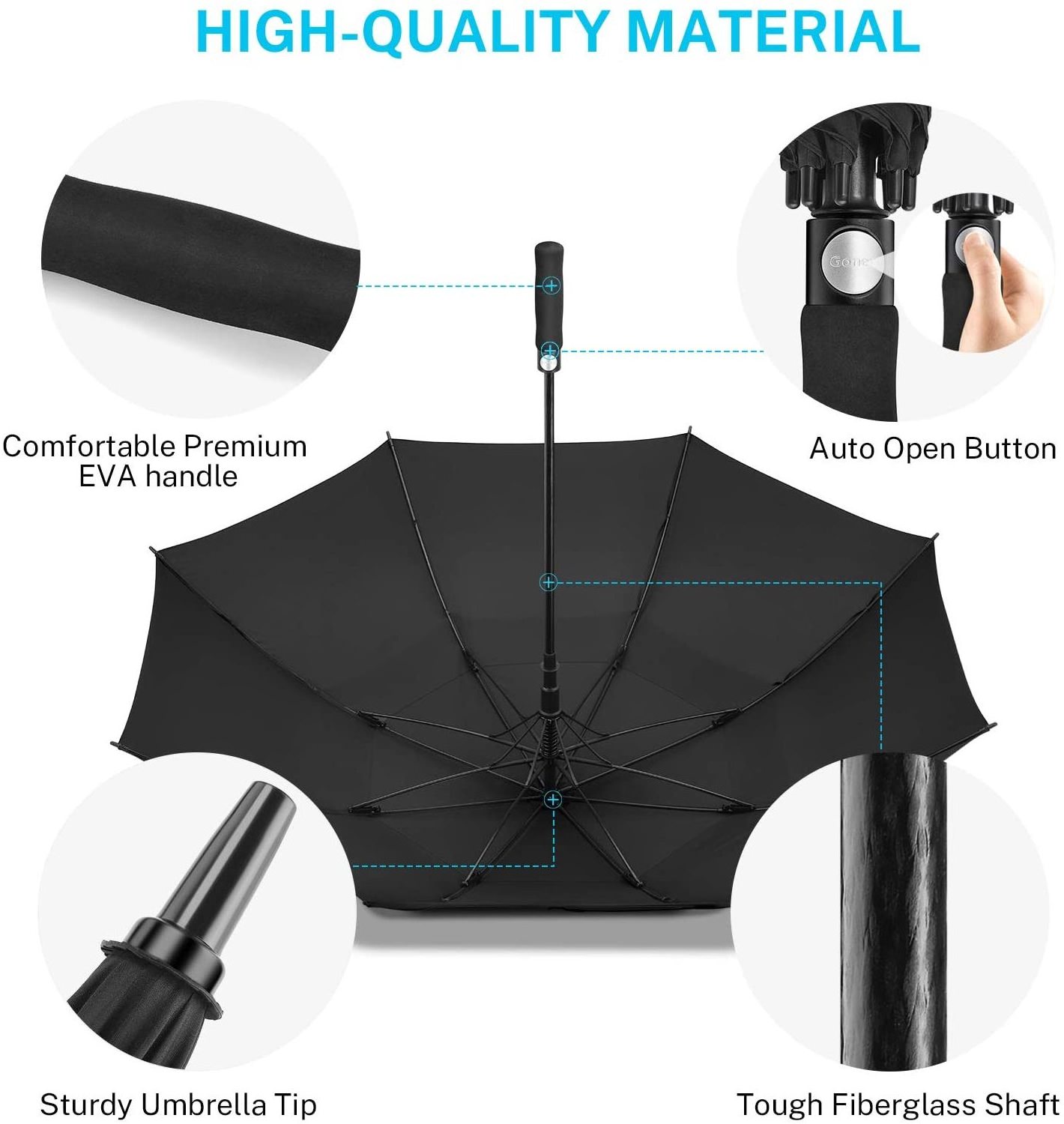 60IN Automatic 210T pongee waterproof outdoor umbrella patio breaker umbrella bag