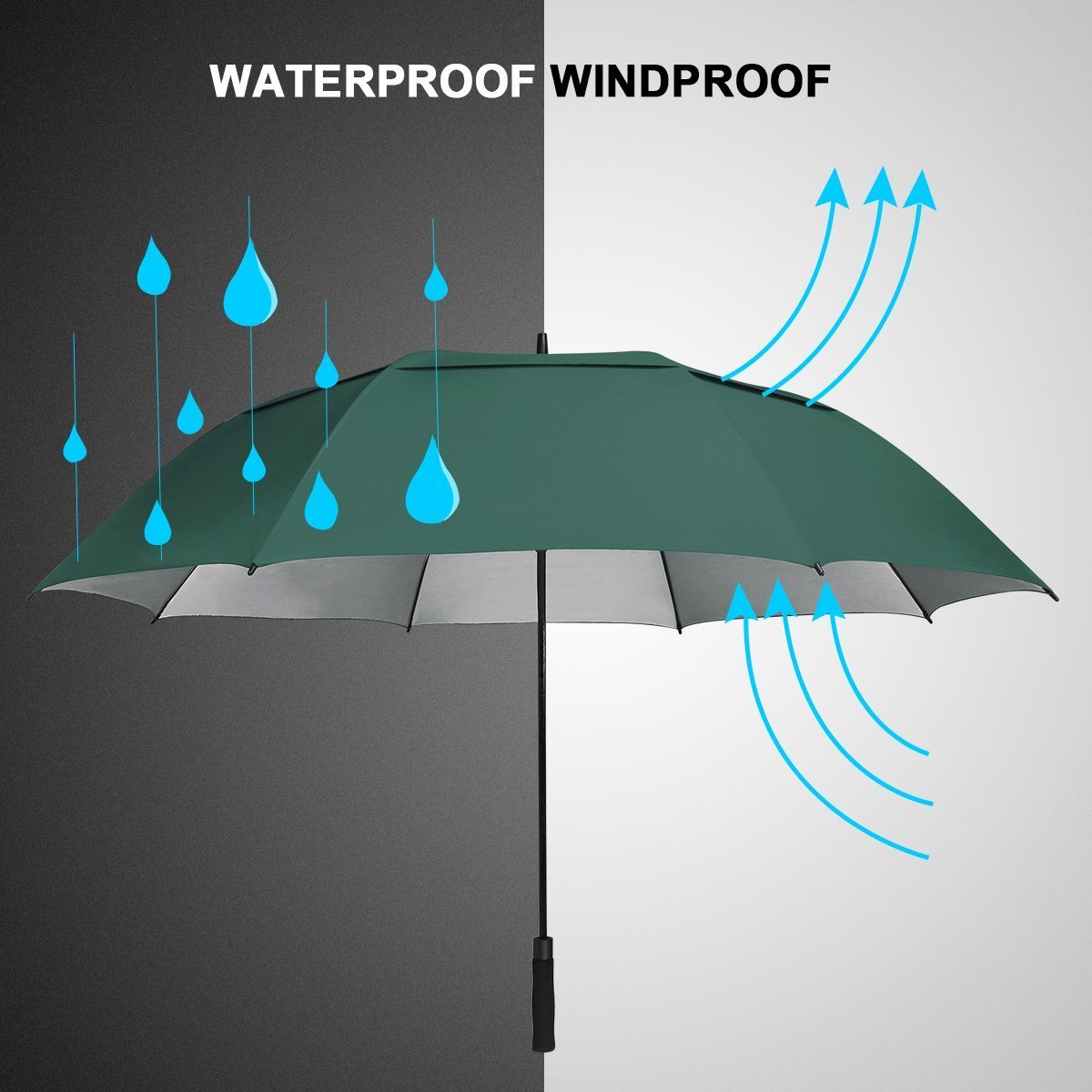 Windproof 54/62/68in x 8K replacement handle for guangzhou rainscene umbrella full body cover