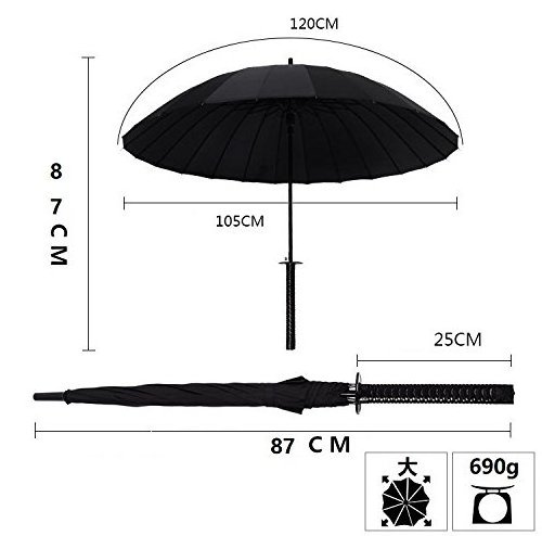 China factory wholesale 24k sword umbrella black katana umbrella