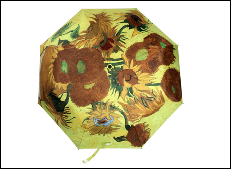 Customized Van Gogh famous brand painting umbrella 3 fold 21IN manual open UV protect  umbrella