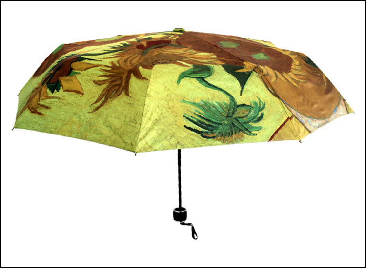 Customized Van Gogh famous brand painting umbrella 3 fold 21IN manual open UV protect  umbrella