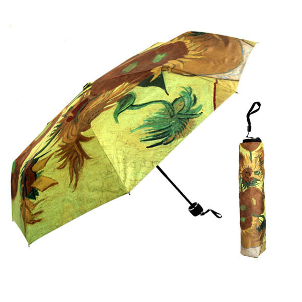 Customized Van Gogh famous brand painting umbrella 3 fold 21IN manual open UV protect  umbrella