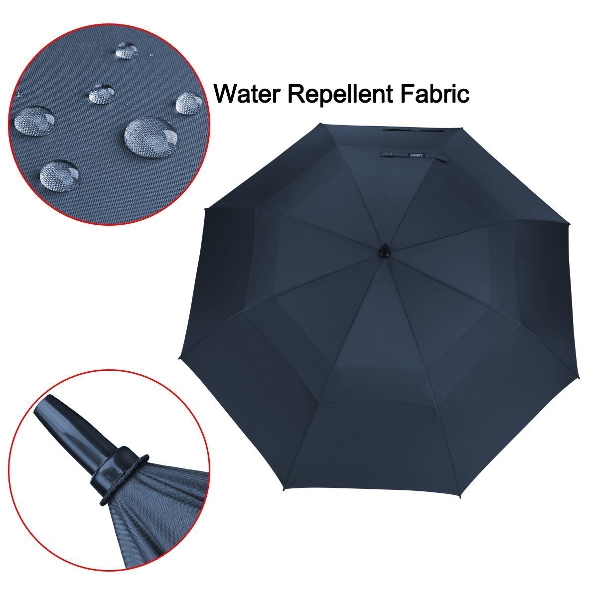 2024 Best Selling 30-Inch Sier Waterproof Golf Umbrella With Double Canopy Sier Coated Base For Rain For Golf Enthusiasts