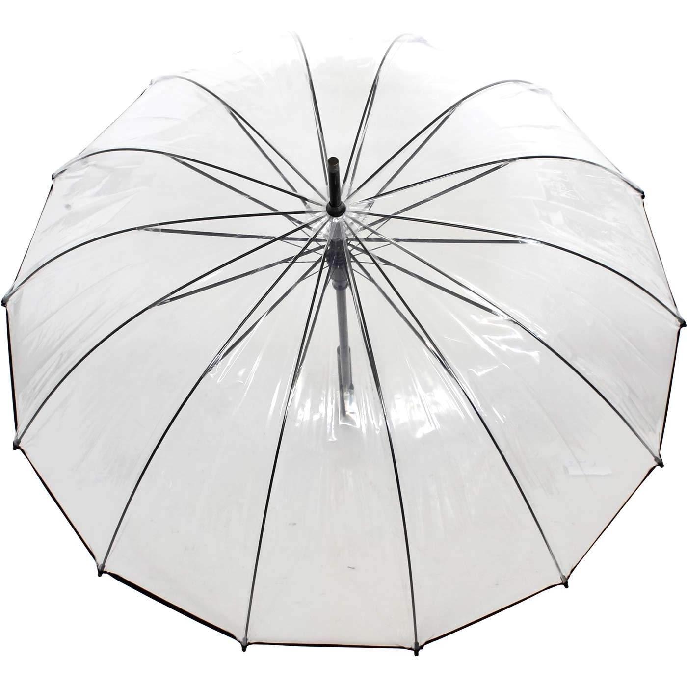 2024 New Clear Golf Windproof Semi-Automatic Umbrella Transparent Rain Parapluie with Printed Design for Adults