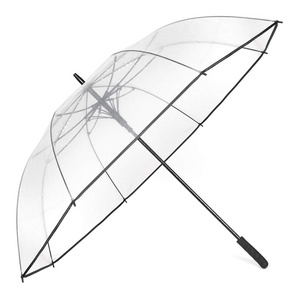 2024 New Clear Golf Windproof Semi-Automatic Umbrella Transparent Rain Parapluie with Printed Design for Adults